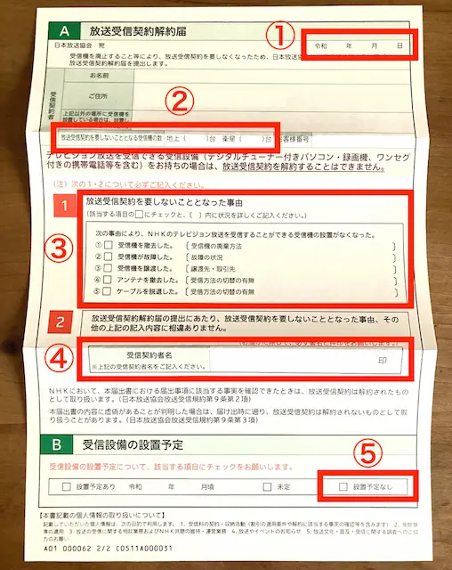 NHK 解約方法と書類の書き方